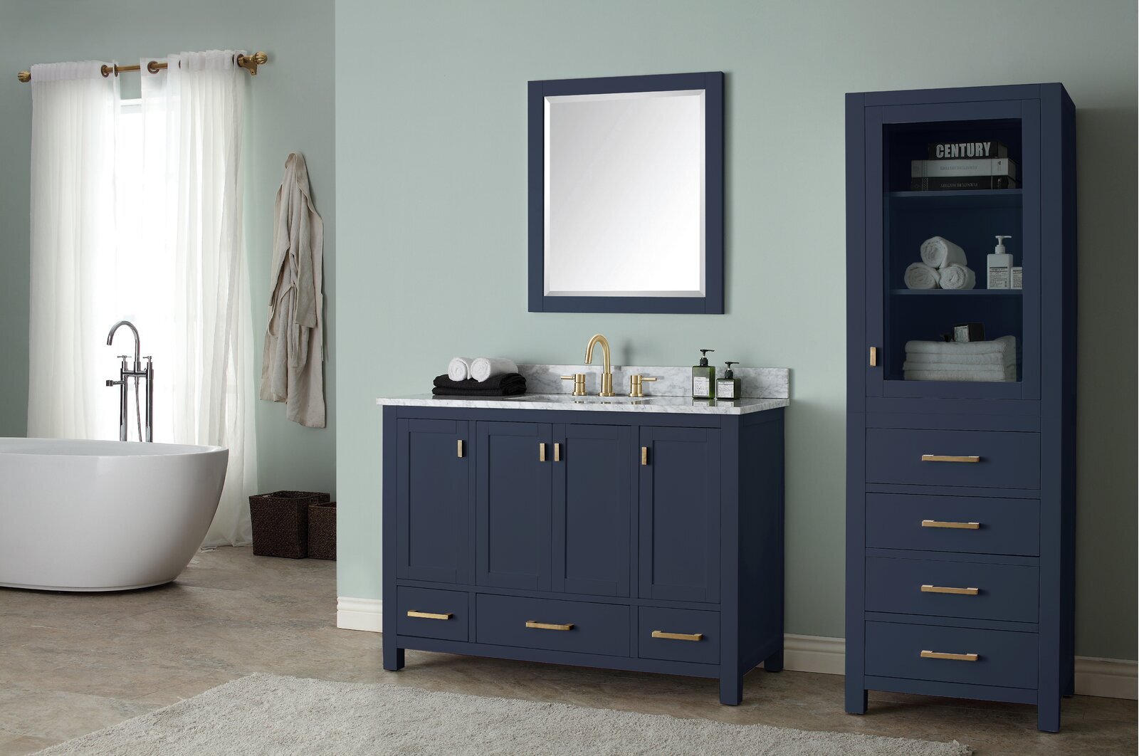 Bathroom linen tower in unusual colors