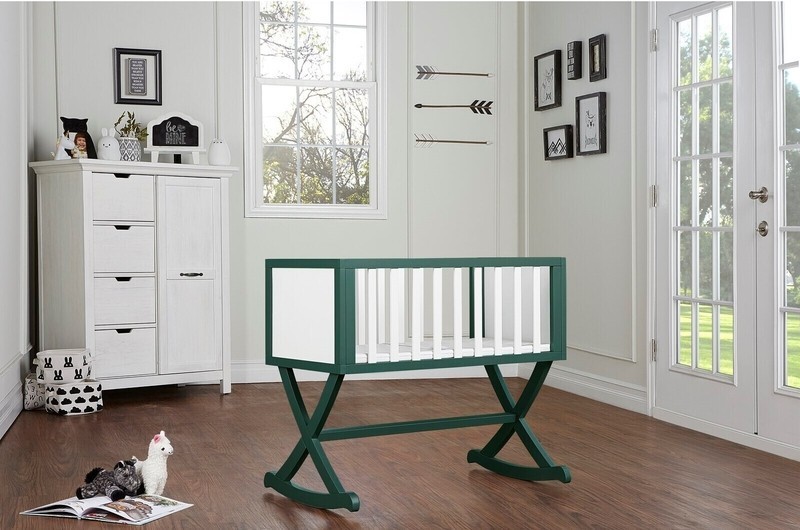 Bicolor wooden bassinet cradle