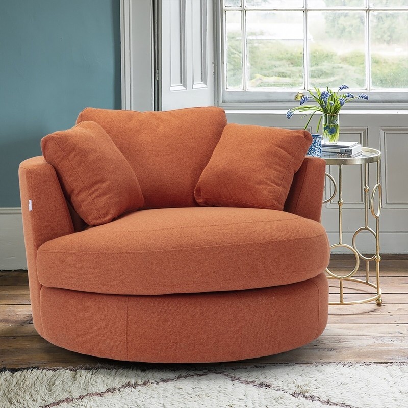 Big swivel cuddle chair in a monochrome finish