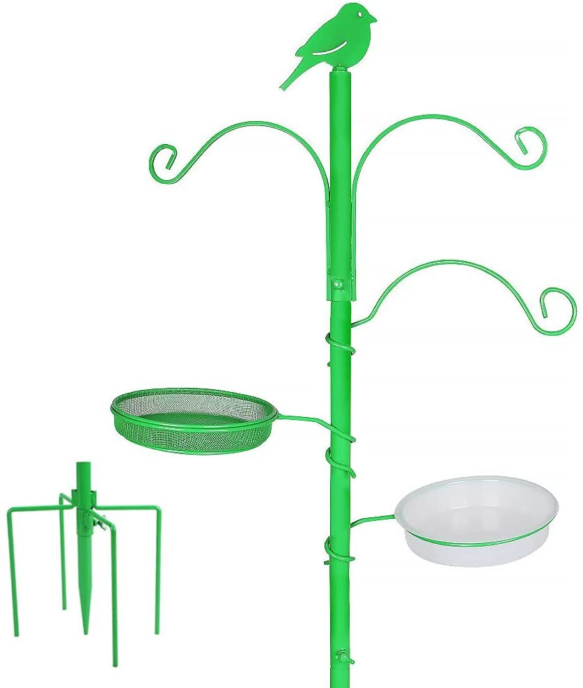 Bird feeder stands in an accent color