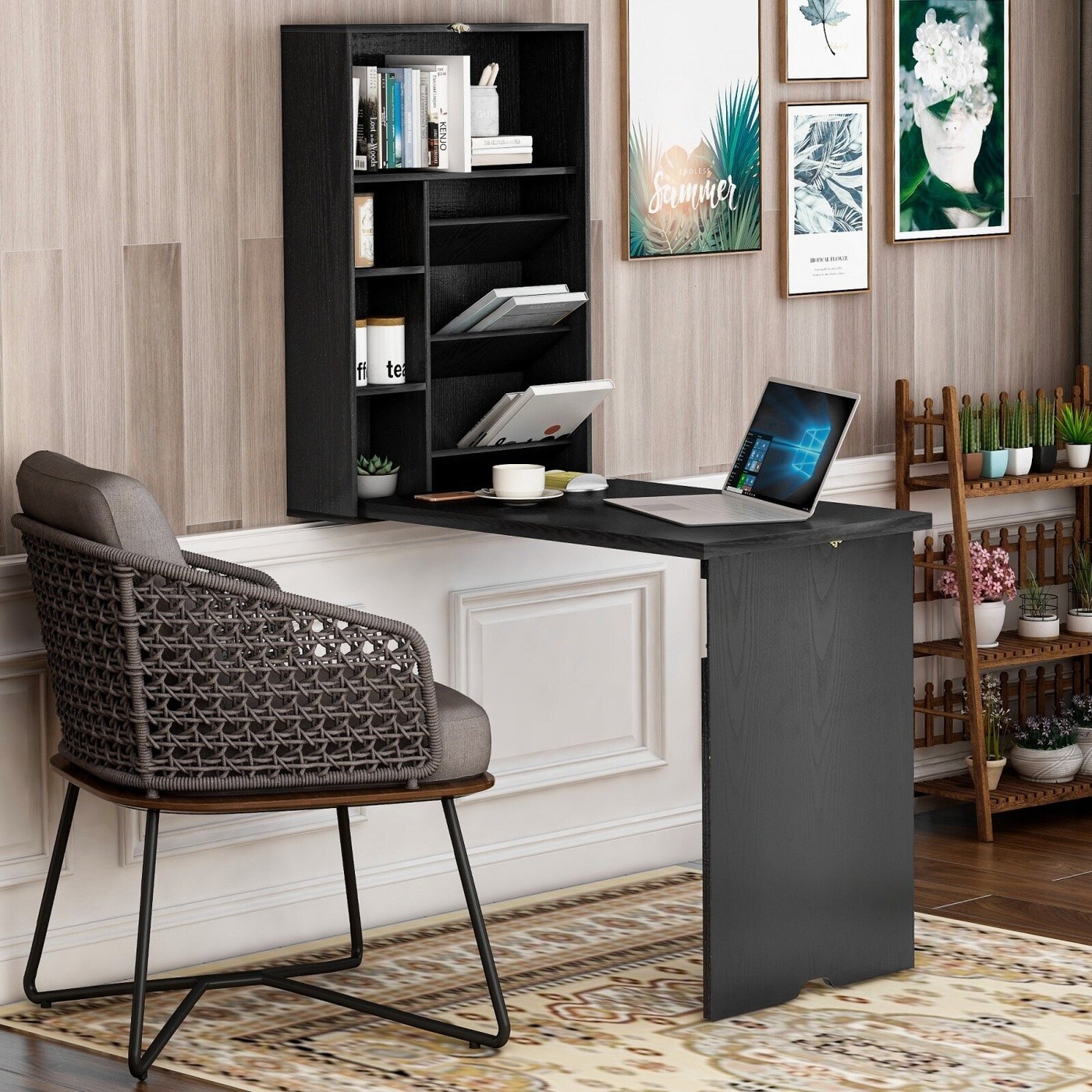 Black Manufactured Wood Floating Desk