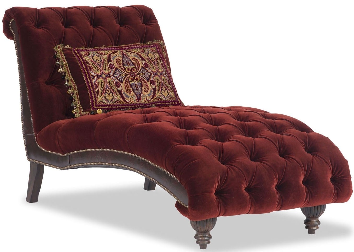 Burgundy tufted settee