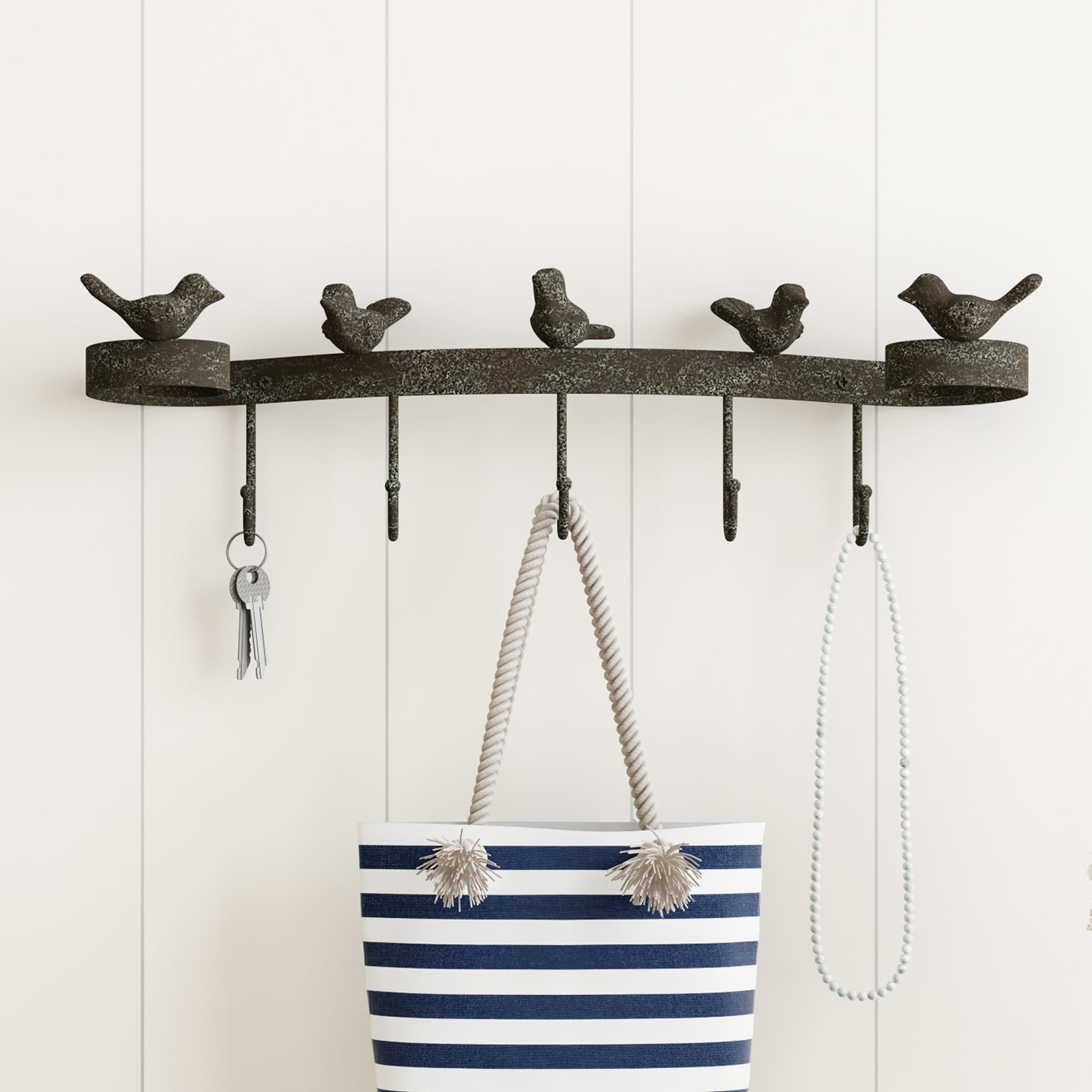 Cast Iron Designer Metal Wall Rack with Hooks