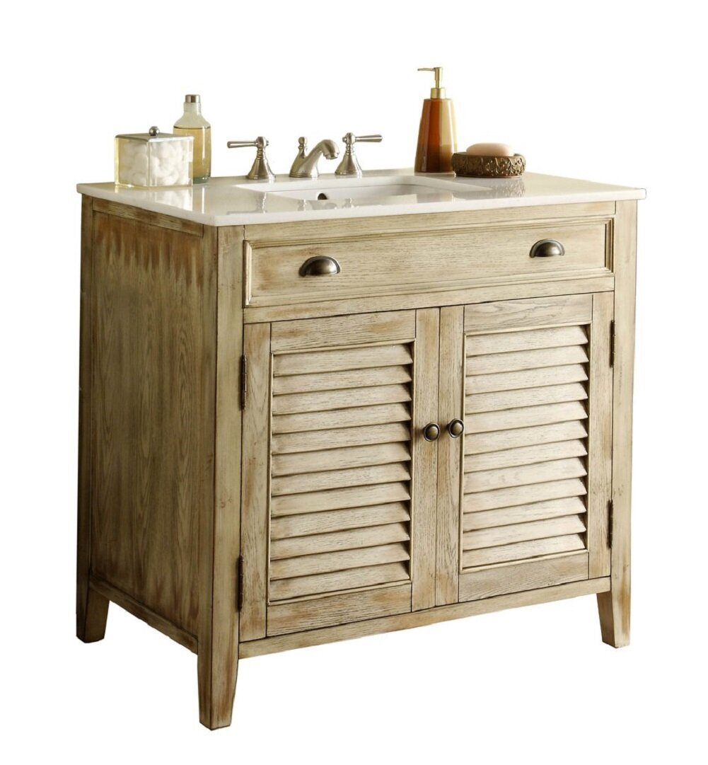 Choose a beach house vanity with slatted doors