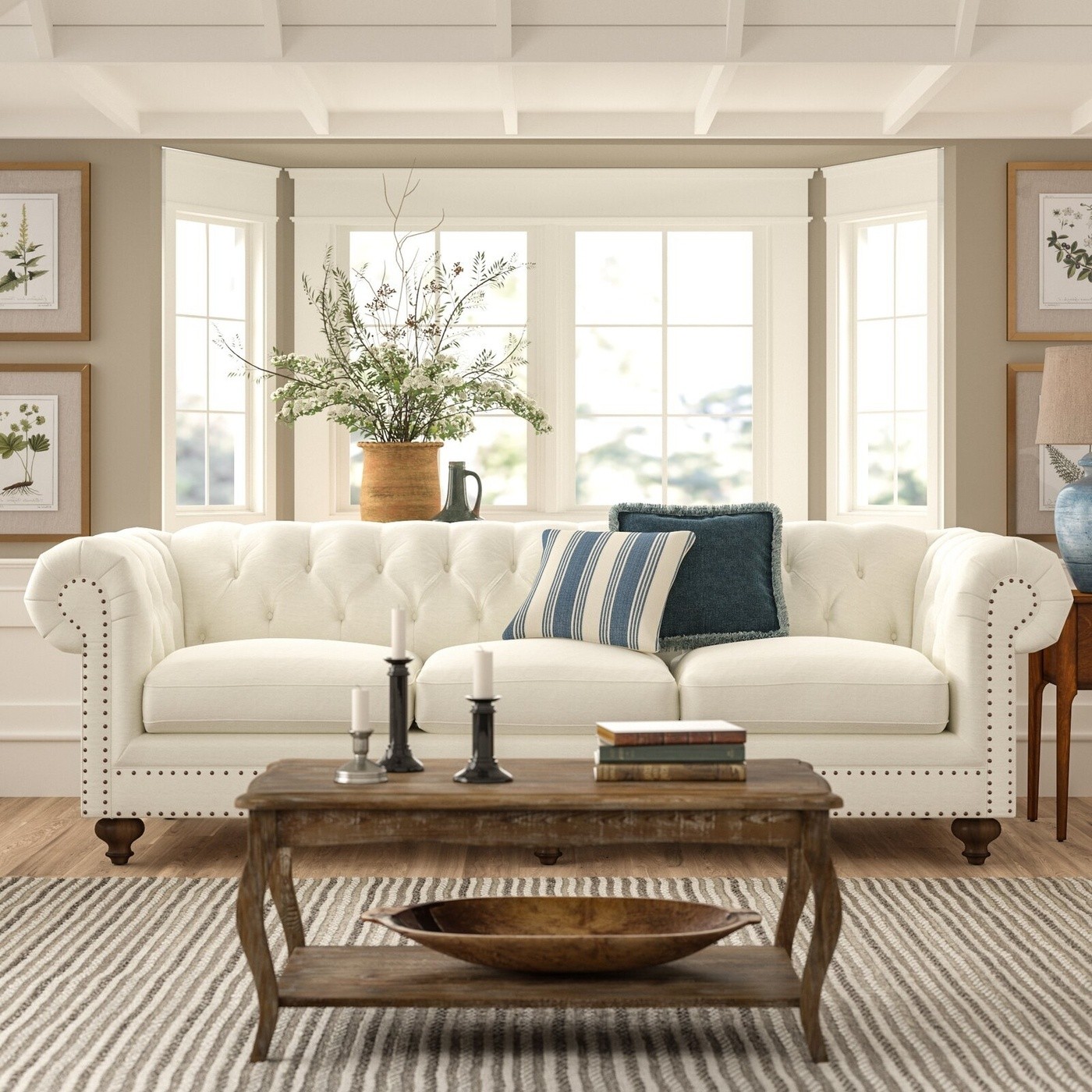 Classic White Chesterfield Sofa