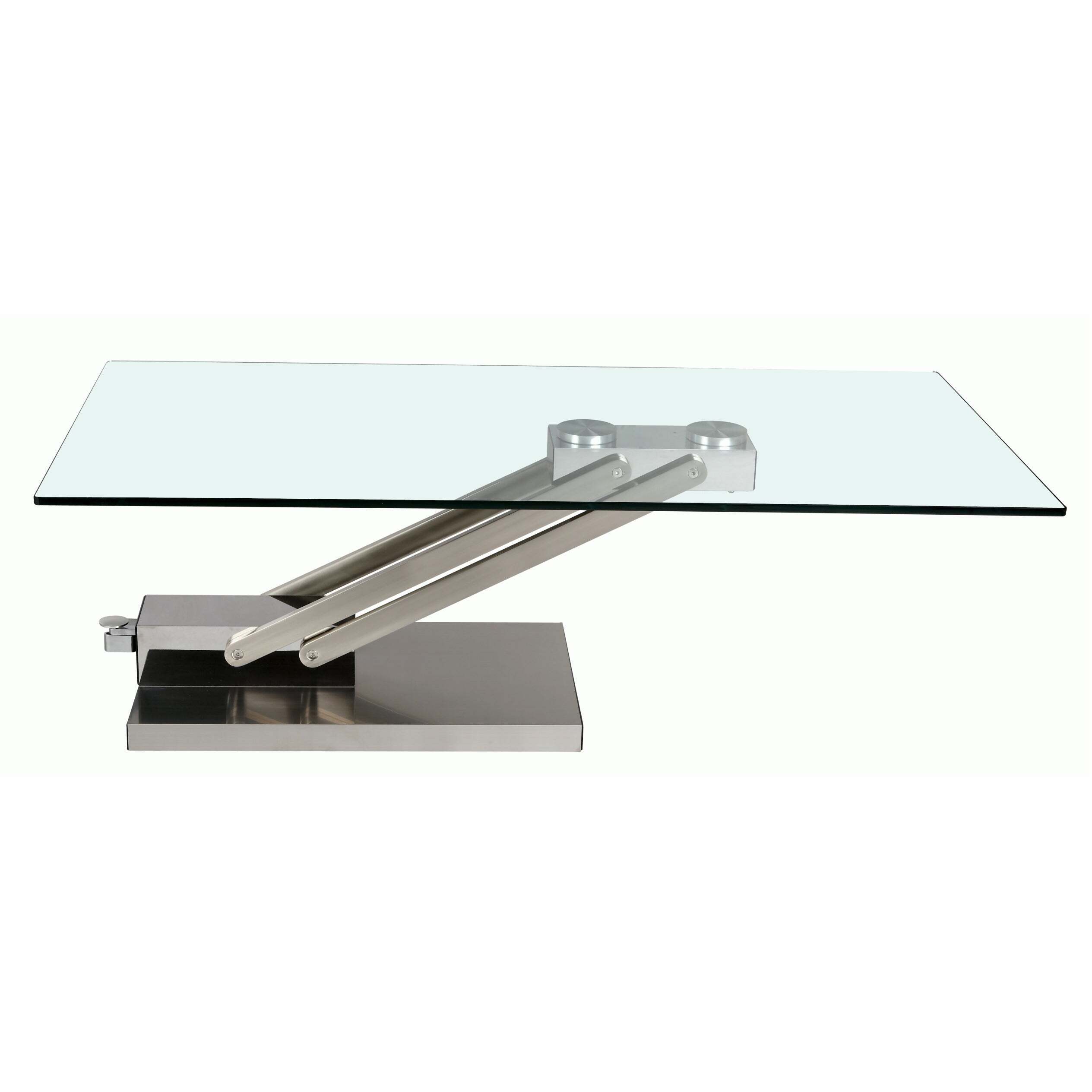 Classy Glass Top Chrome Finished Outdoor Adjustable Height Coffee Table