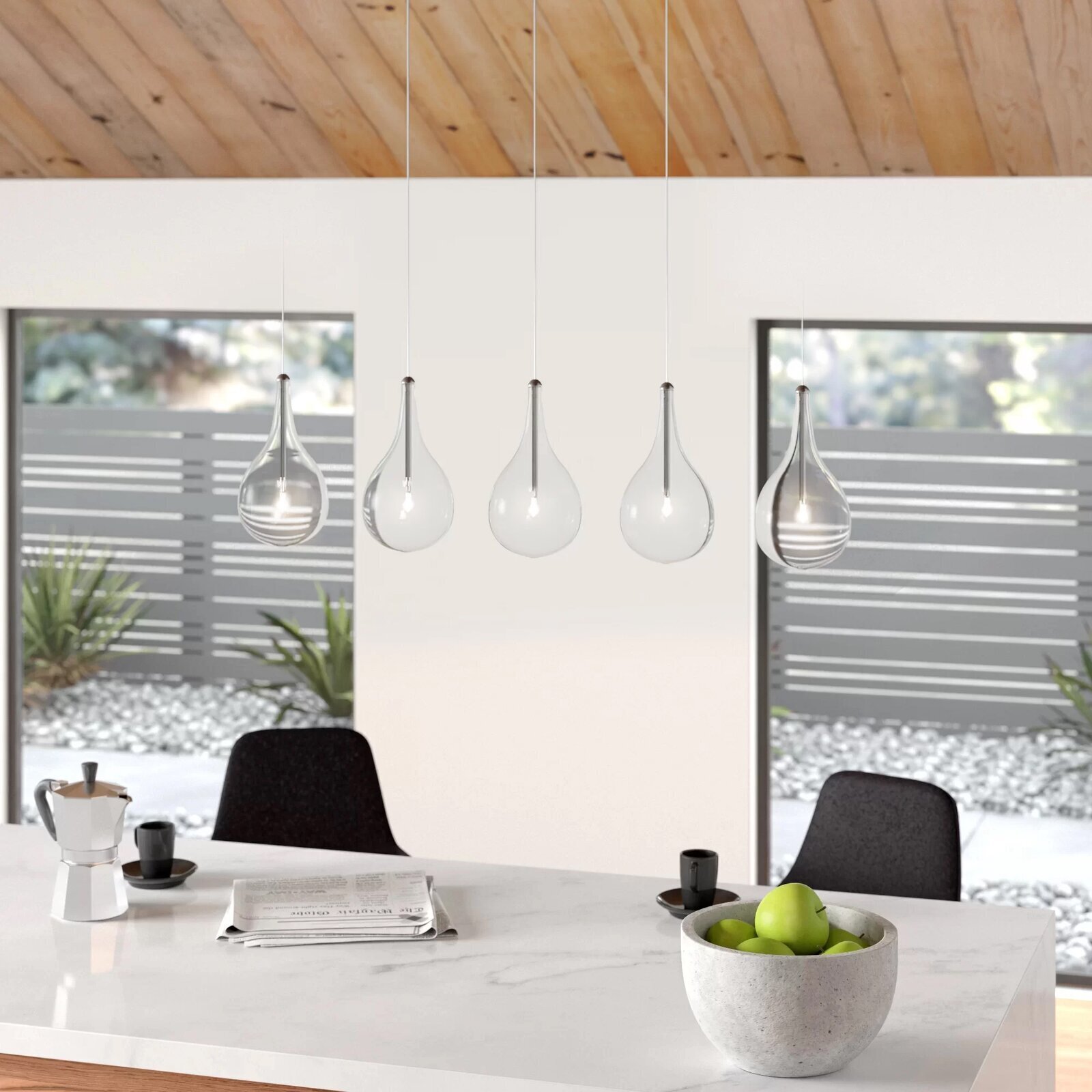 Clear Teardrop Kitchen Pendant Lights