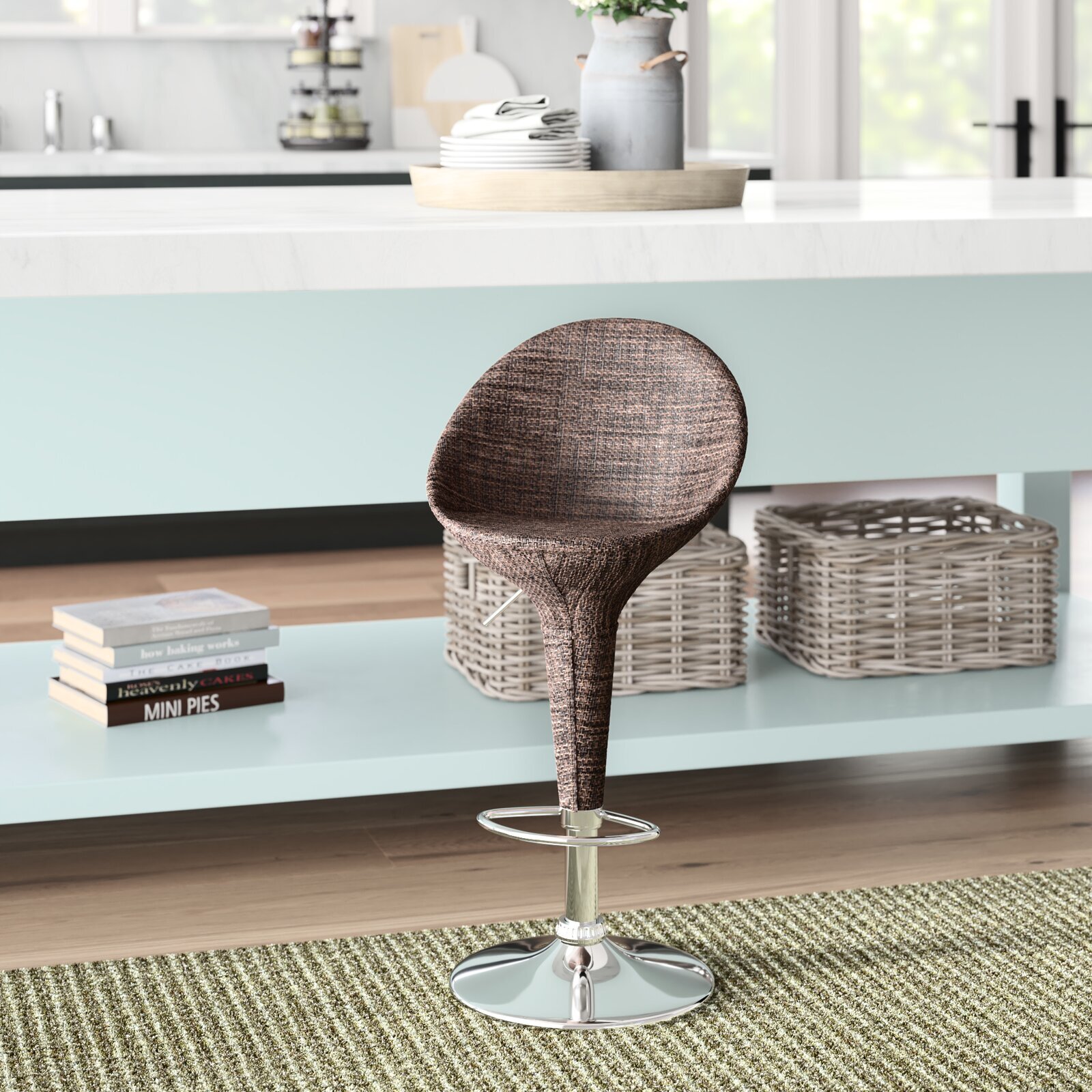 Coastal swivel bar stools with backs
