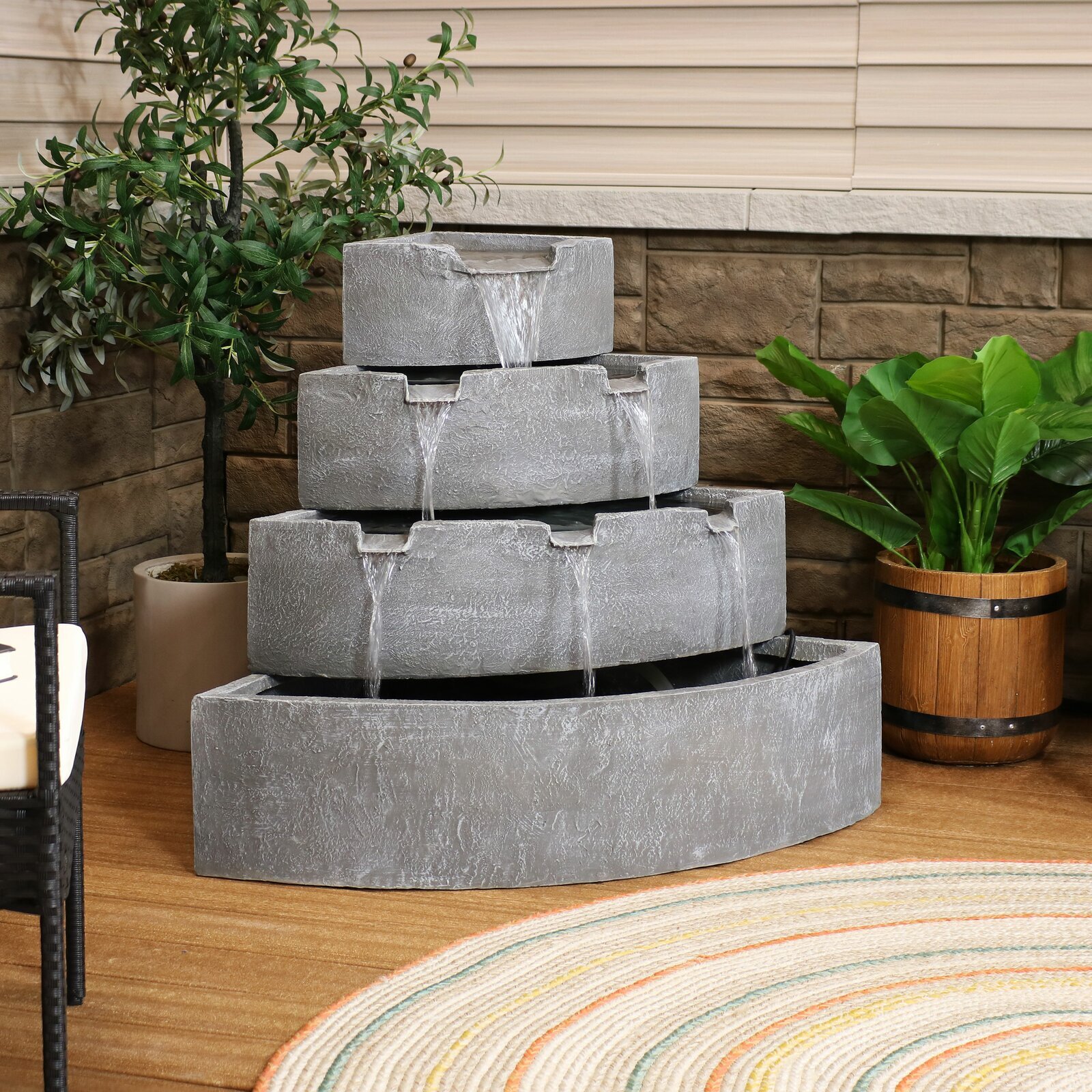 Contemporary Fiberglass Corner Fountain