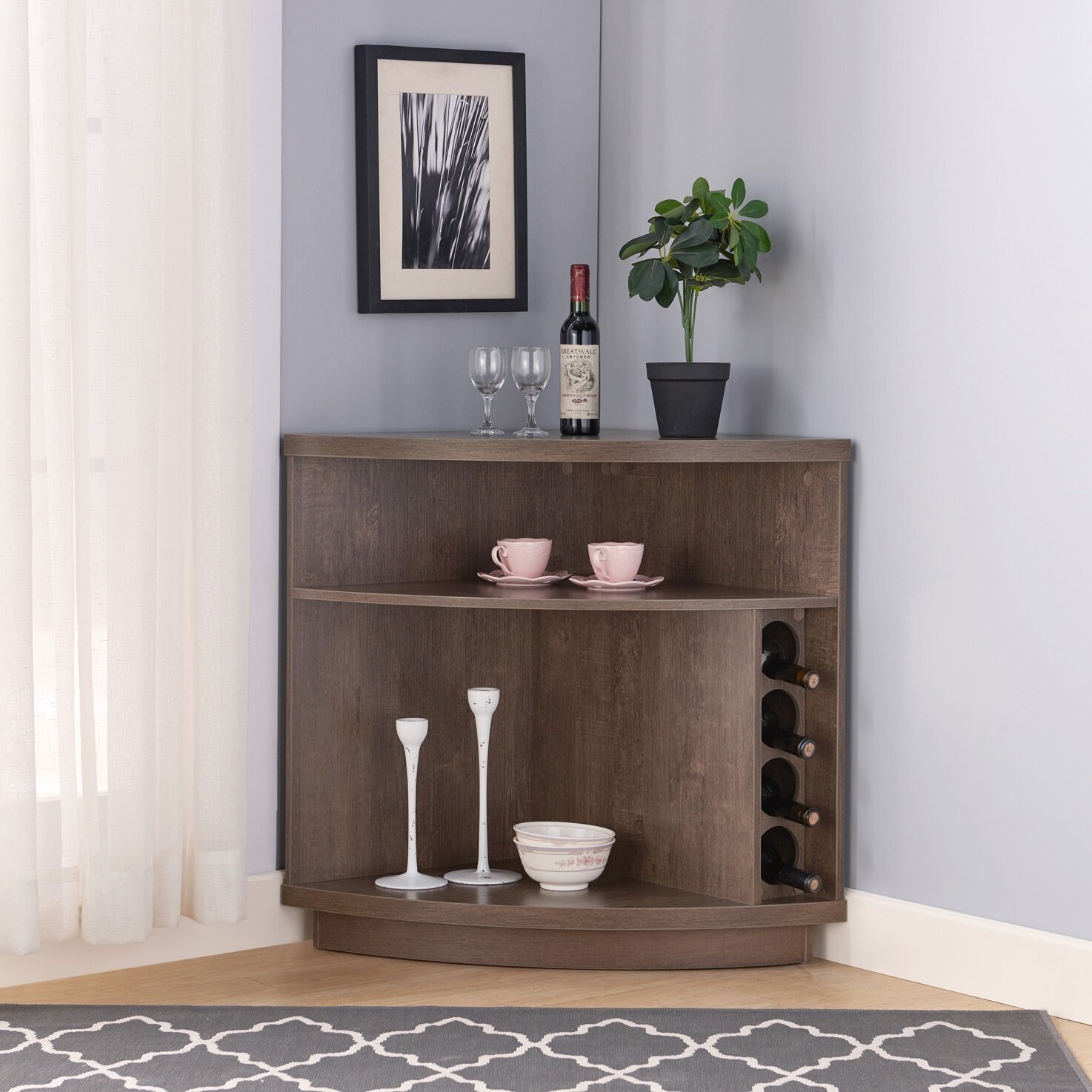 Corner bar designs with decorative potential