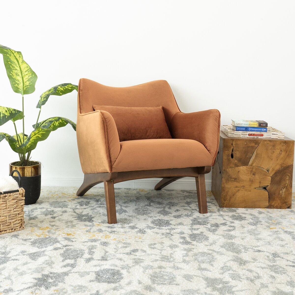 Danish chair in a typical mid century modern palette