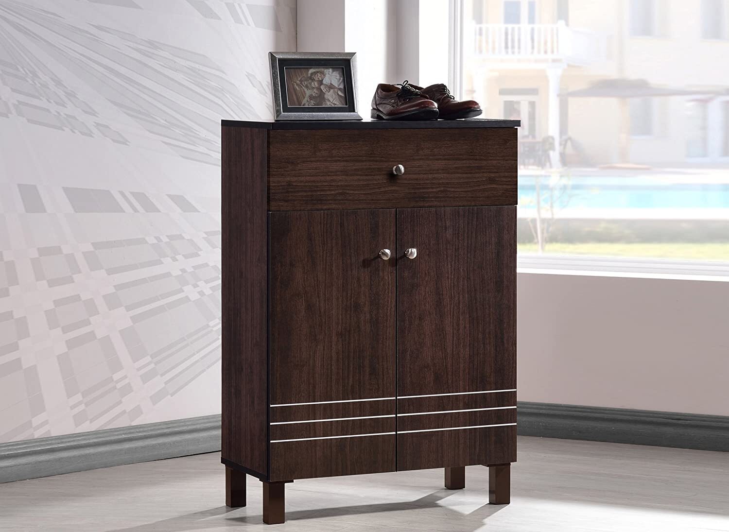 Dark Wood Shoe Cabinet