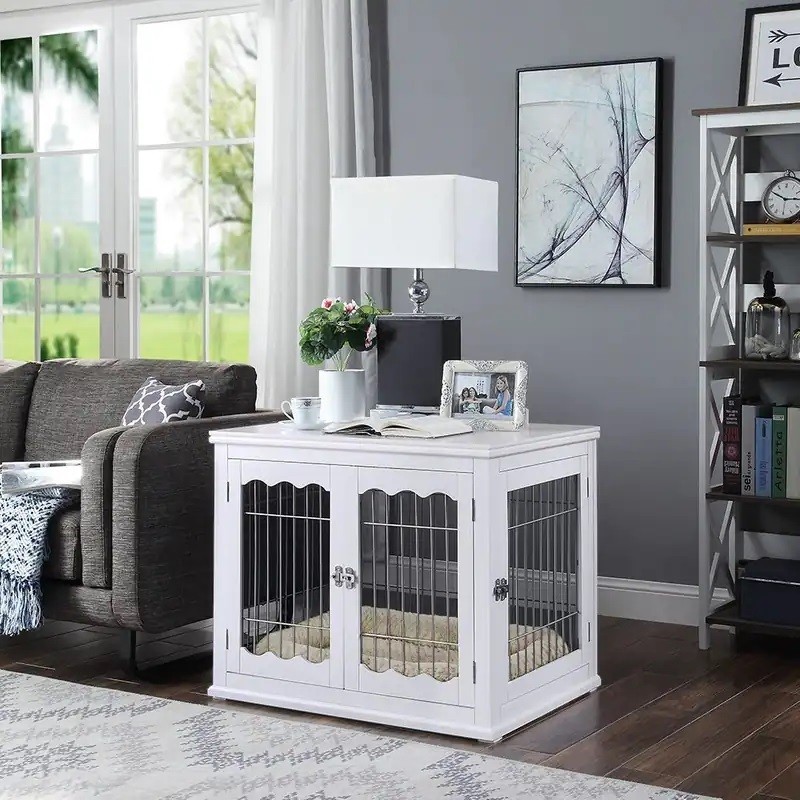 Decorative dog crate in a delicate design