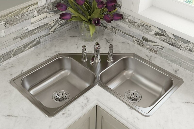 Double Basin Corner Sink Kitchen 