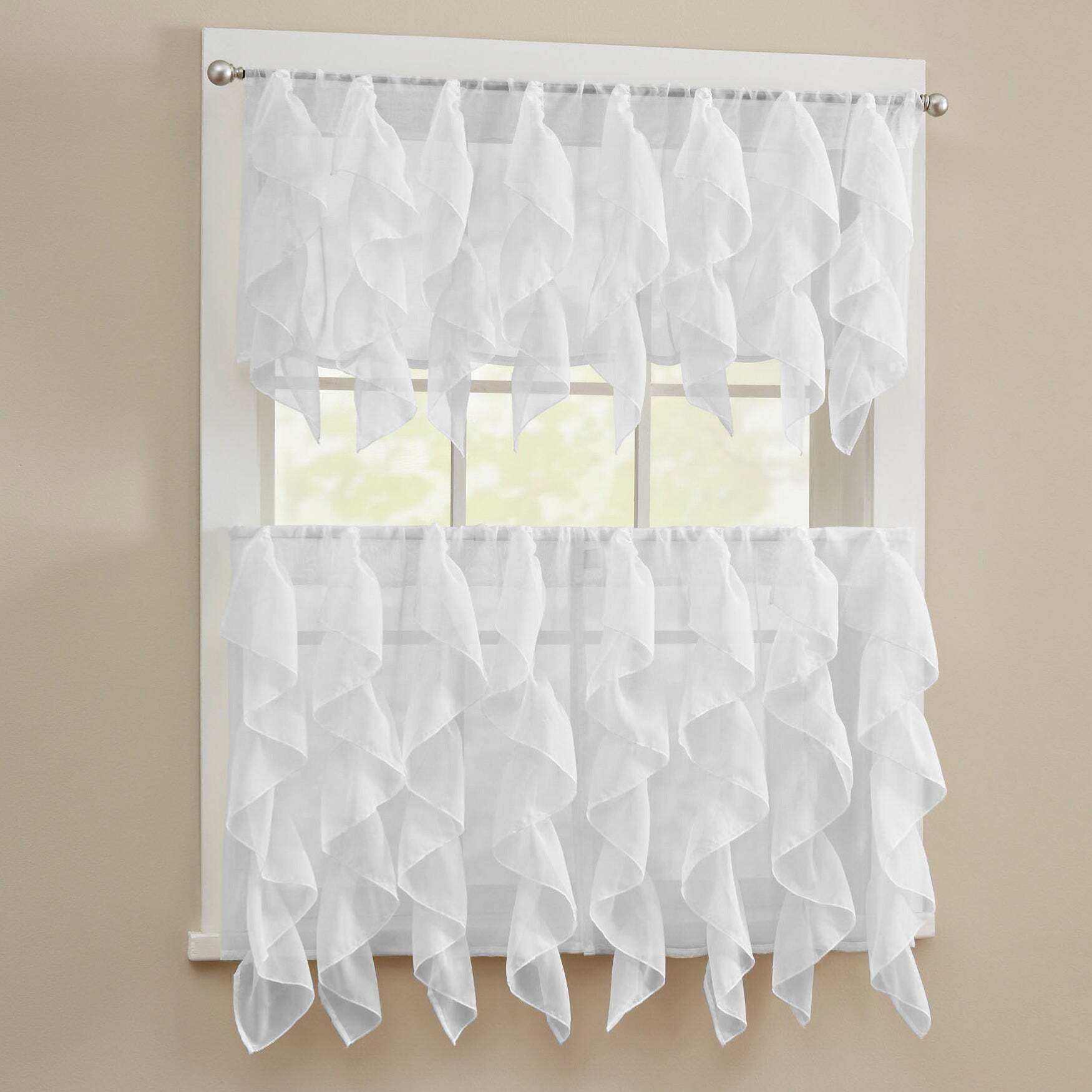 Dramatic ruffled waterproof shower window cover
