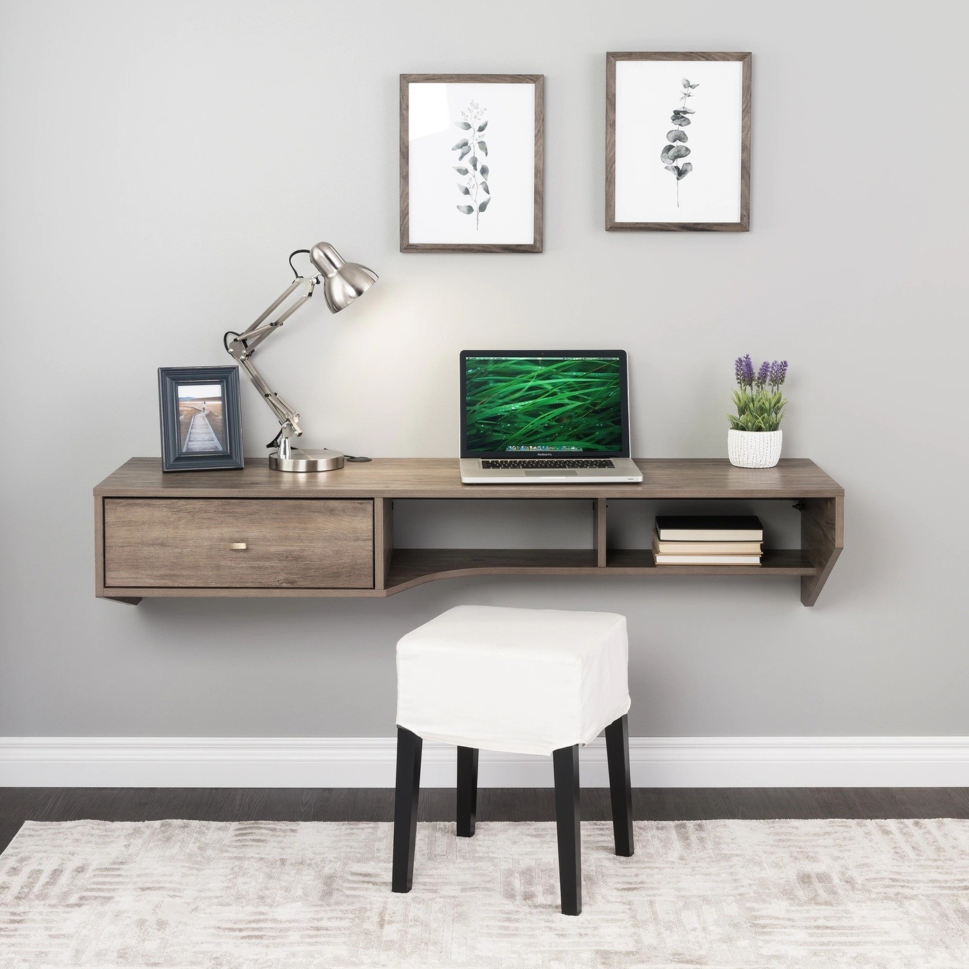 Drifted Gray Floating Desk