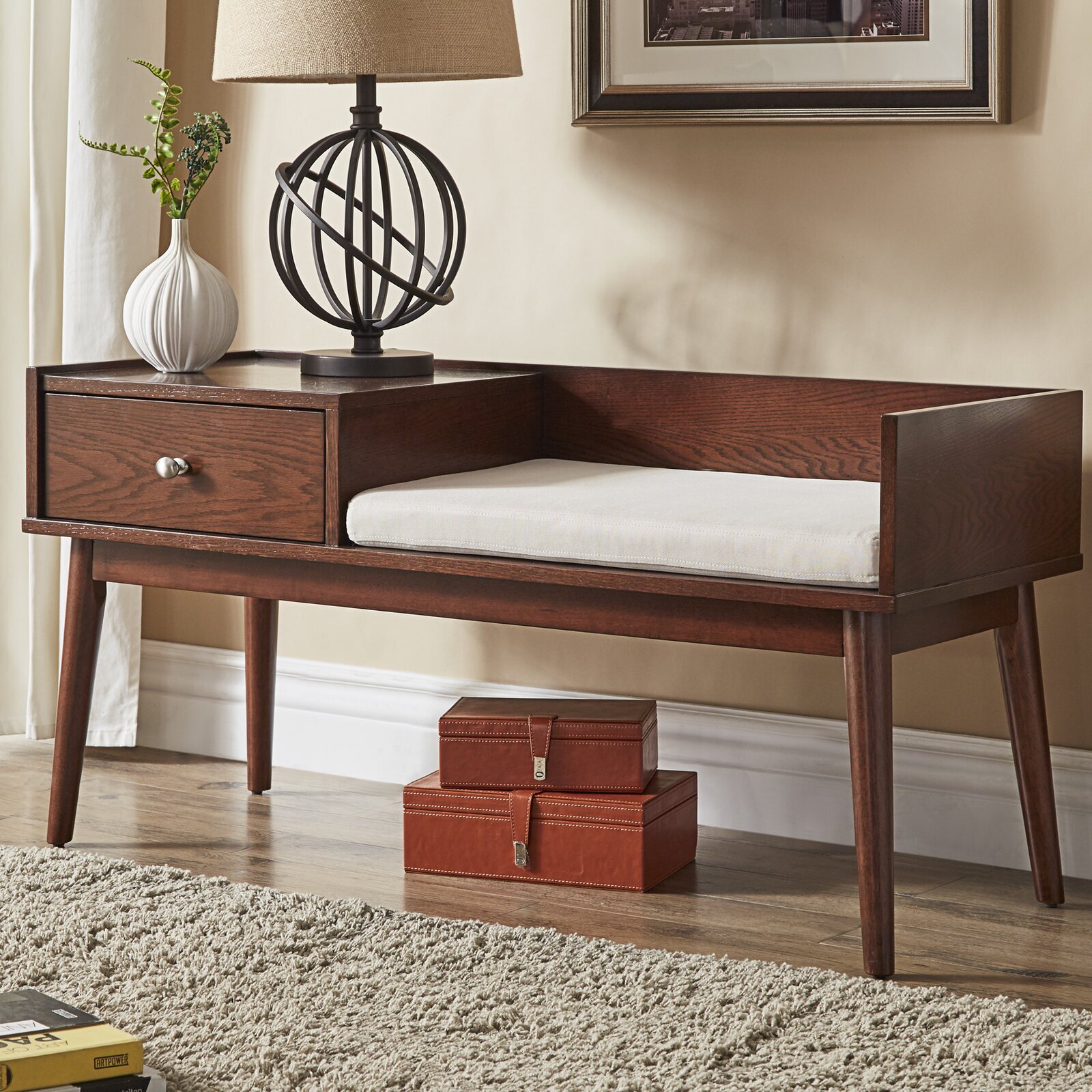 Elegant Hallway Wooden Bench With Storage