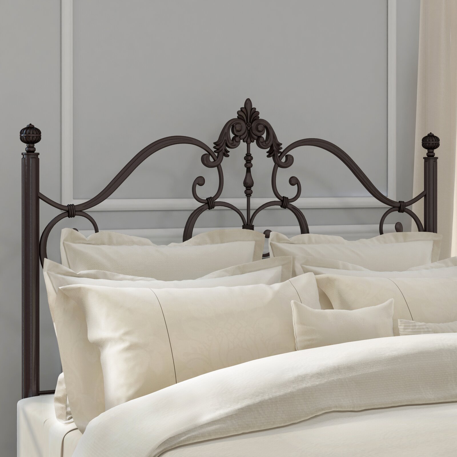 Elegant Wrought Iron Queen Headboard