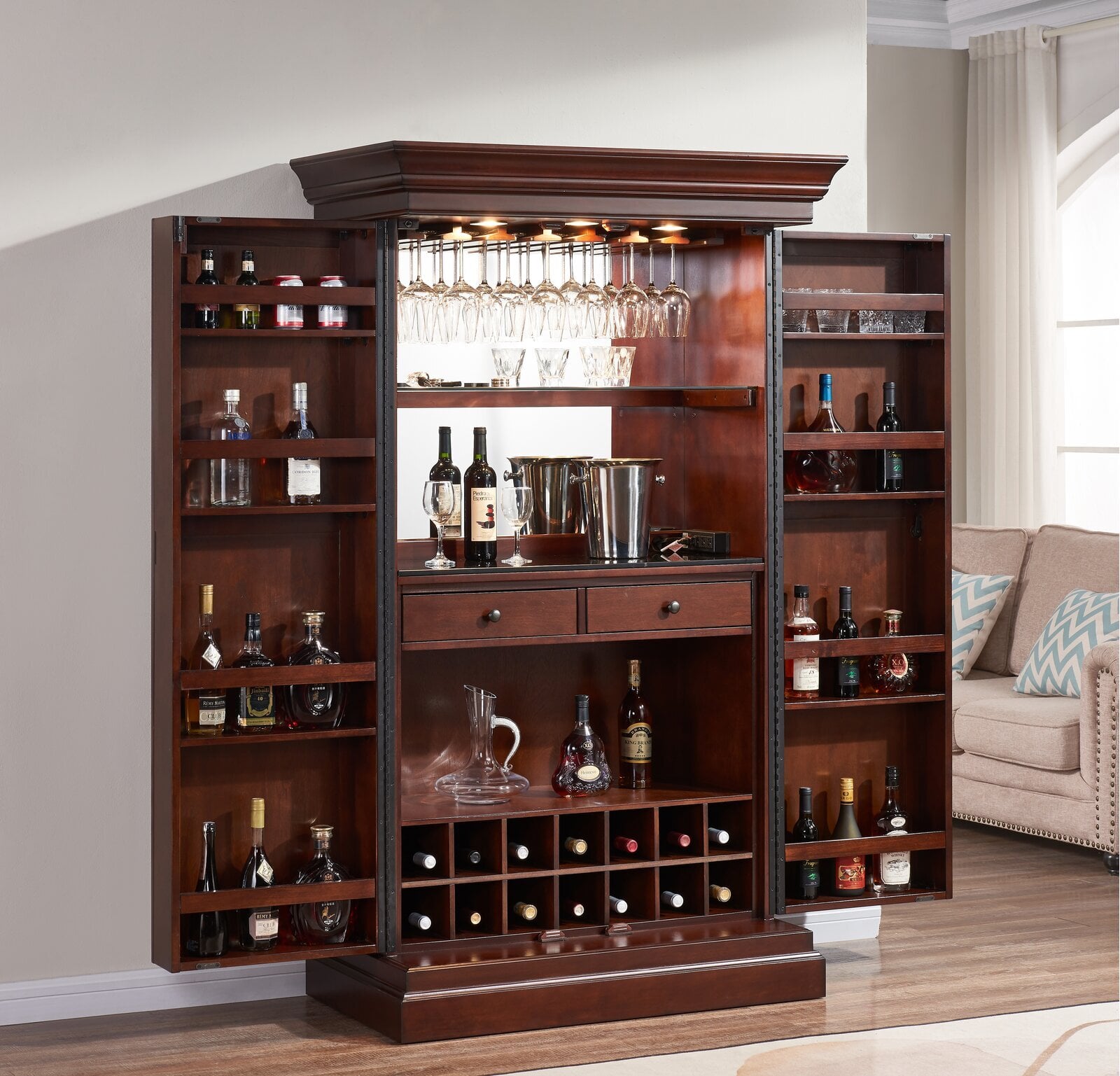 Enclosed Bar Cabinet for Living Room