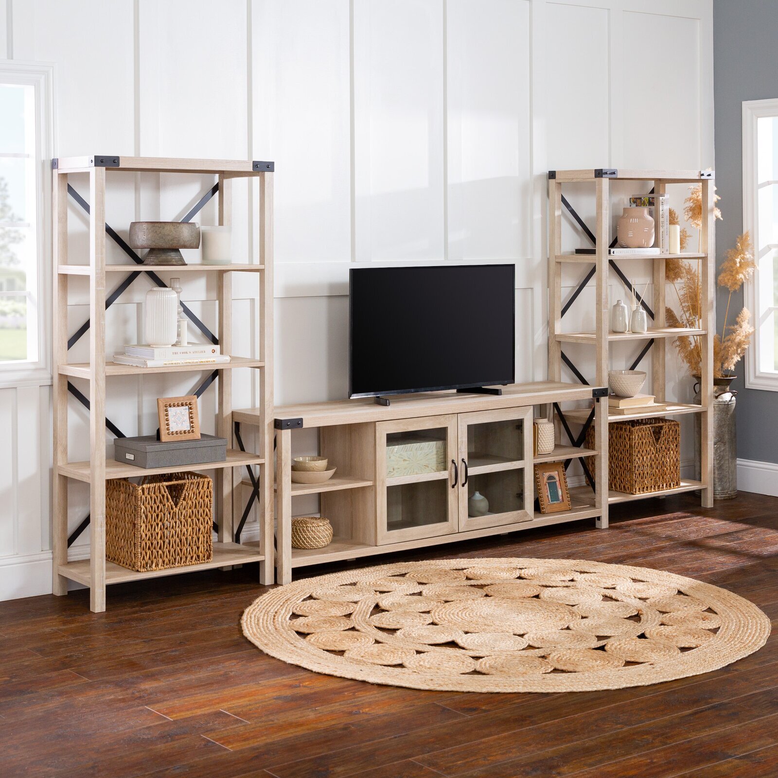Entertainment Center With Open Shelves