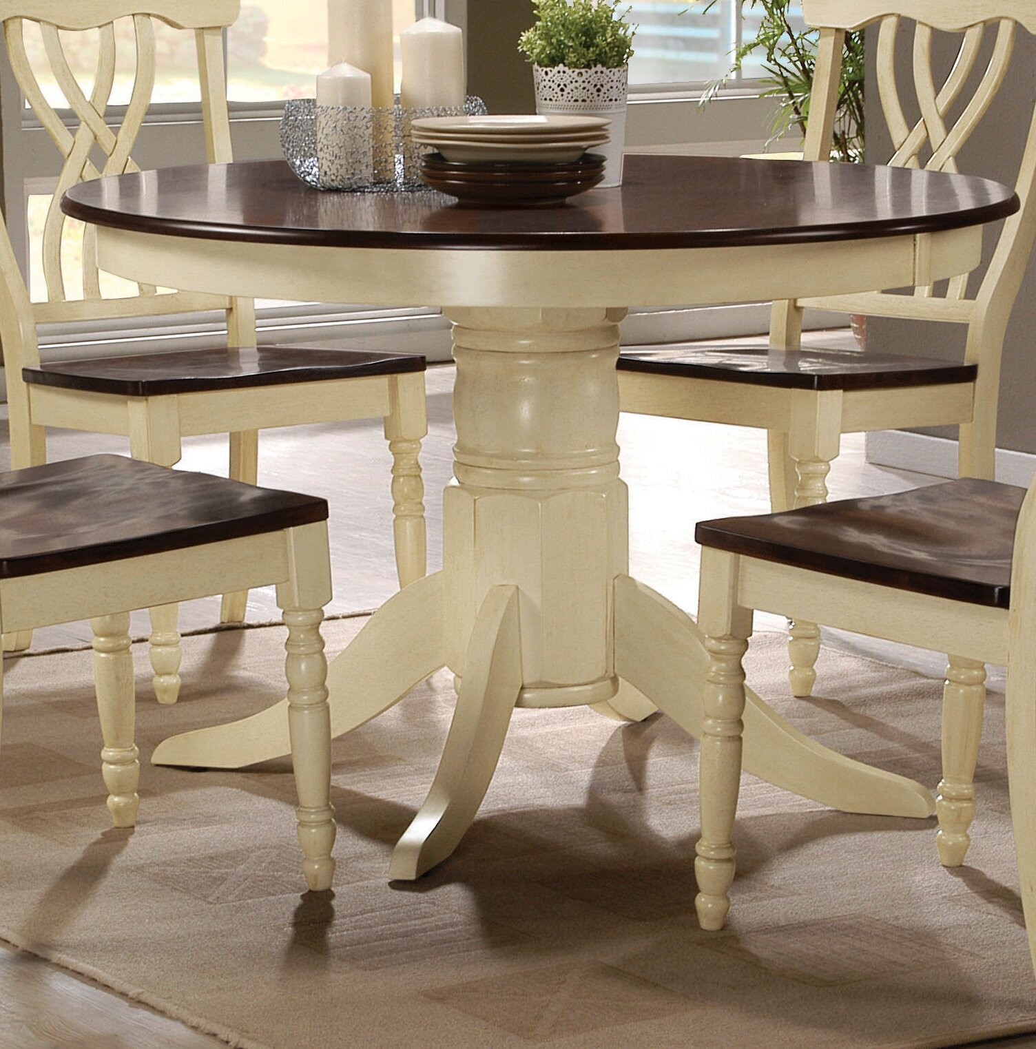 Farmhouse chic round table for 8