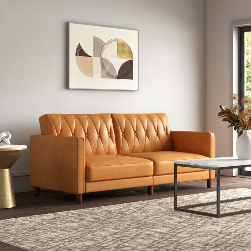 Faux Leather Click Clack Sofa