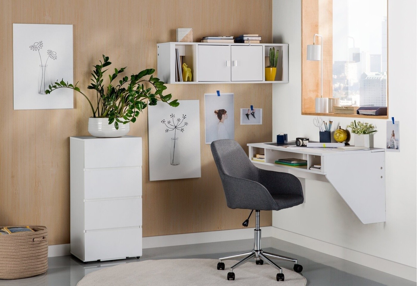 Floating Desk with Hutch