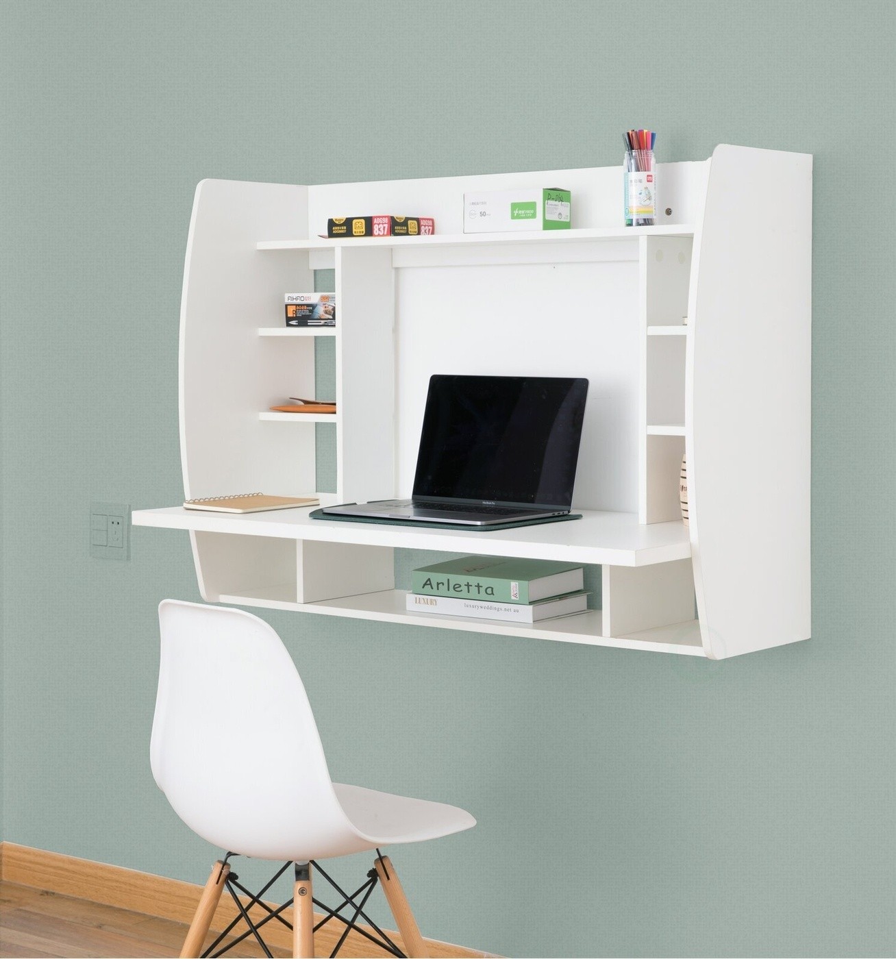 Floating Desk with Hutch