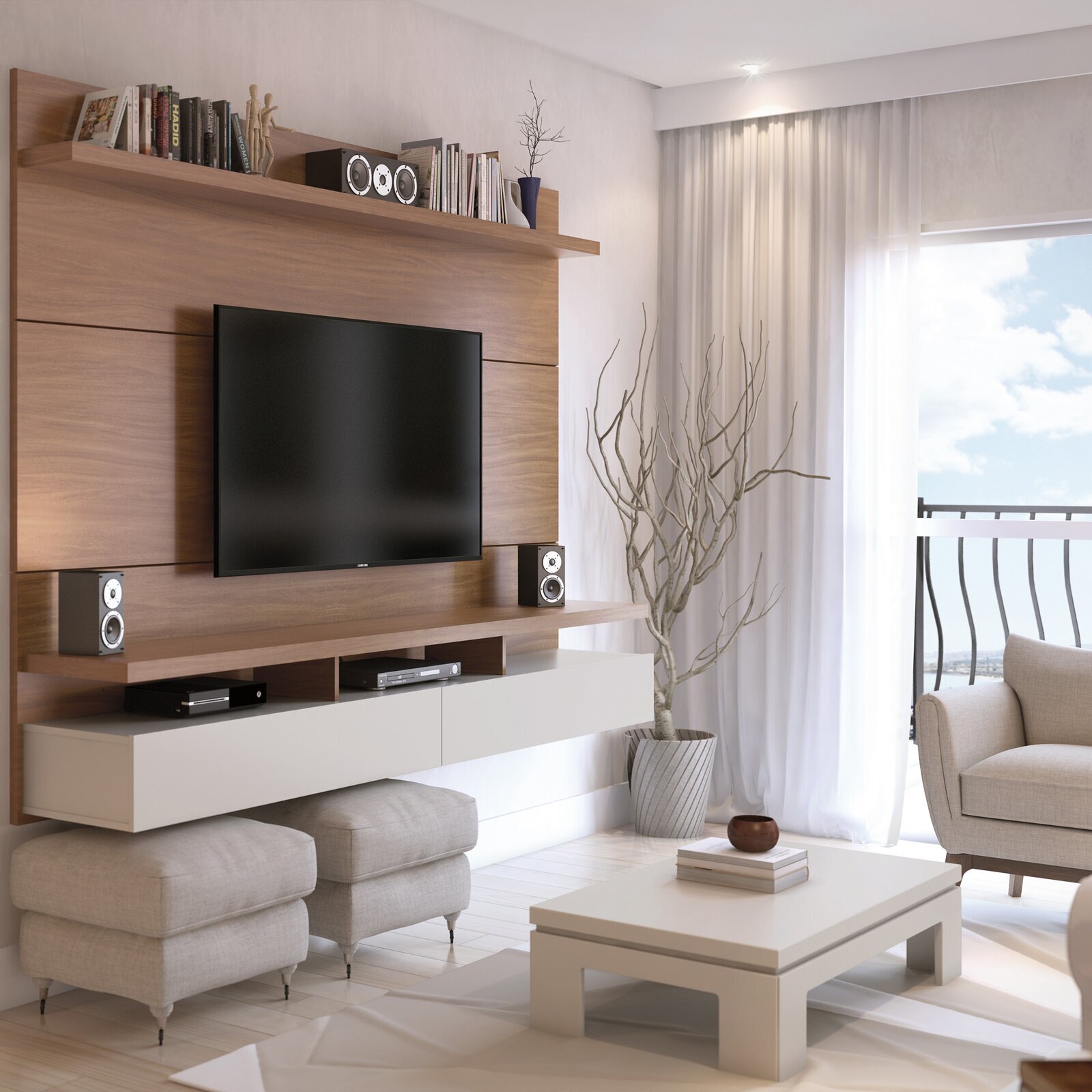 Entertainment Center With Bookshelves