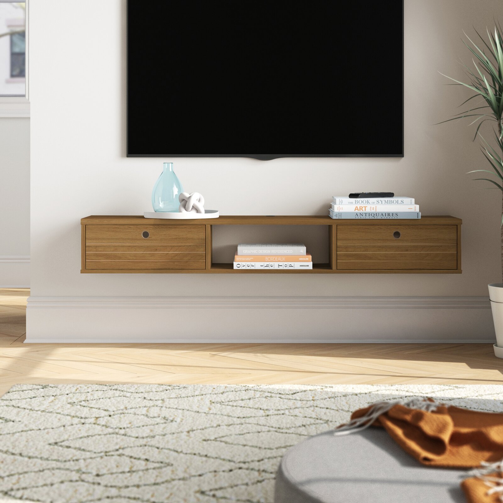 Floating Shelves for Electronics With Drop down Doors