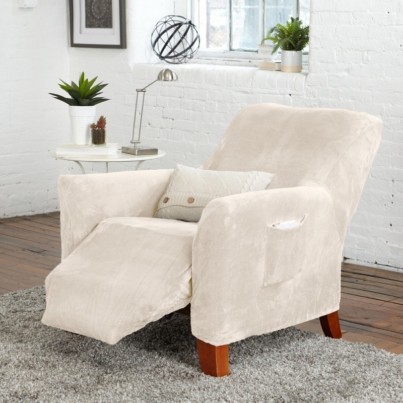 Form Fit Velvet Fit Stretch Box Cushion Recliner Slipcover