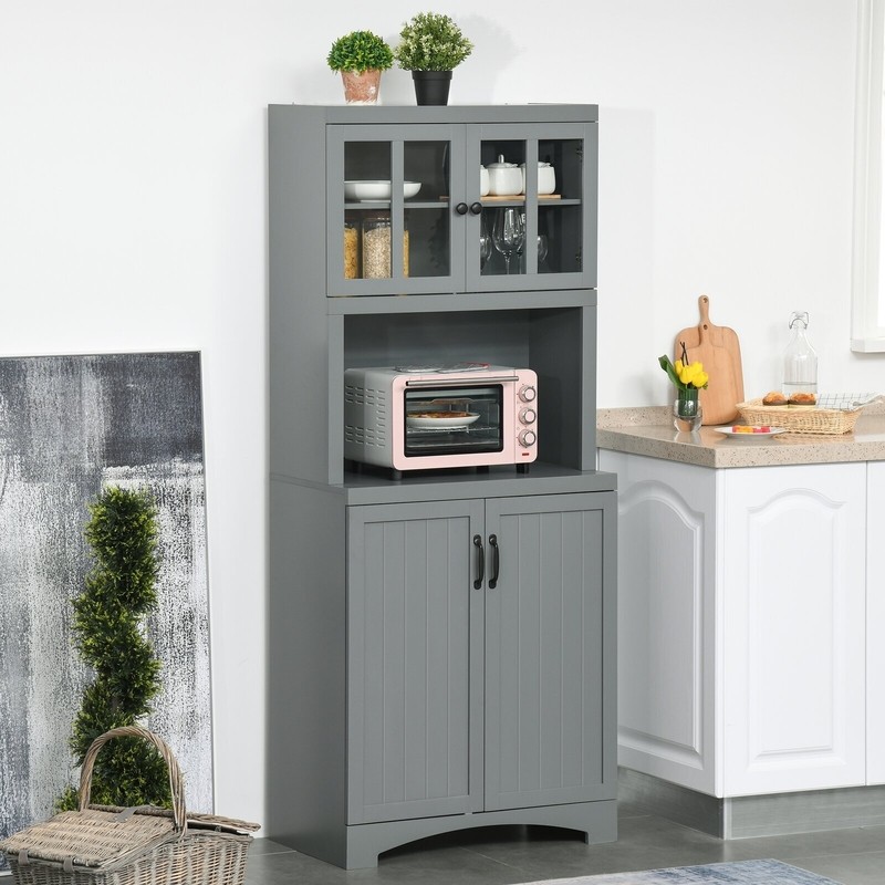 Freestanding Kitchen Pantry with Hutch Cupboard