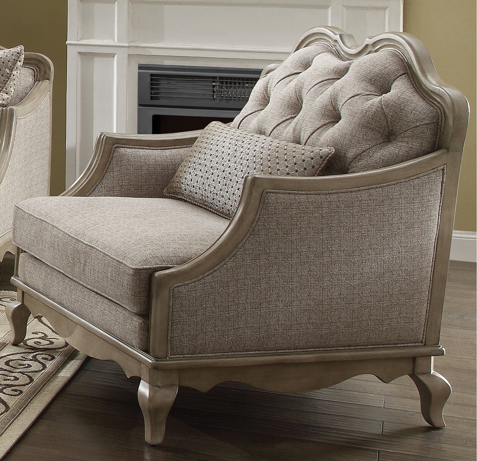 French upholstered chair in a tufted design