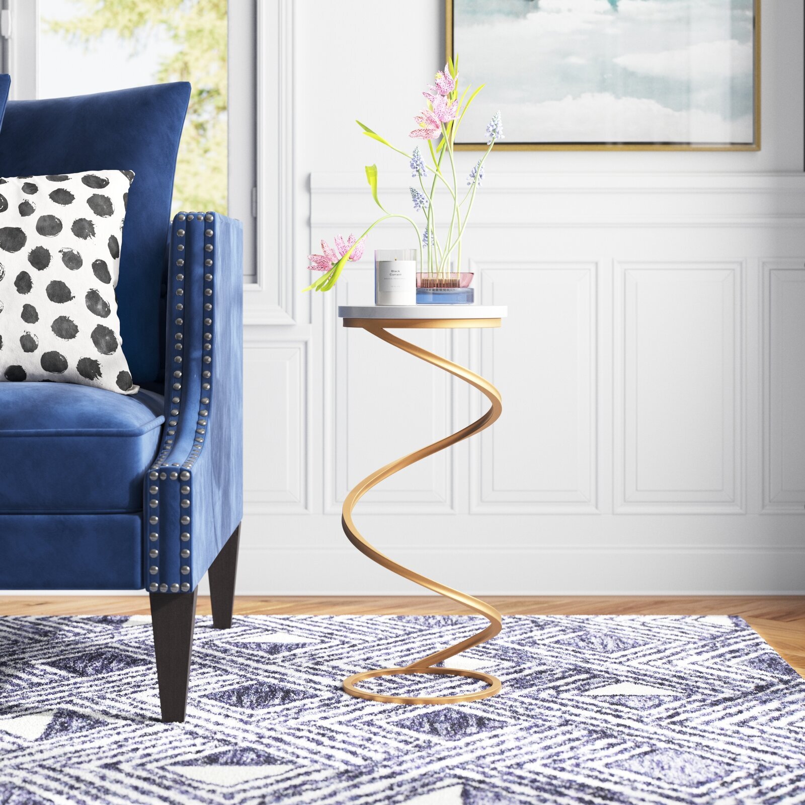 Golden spiral 10 inch side table