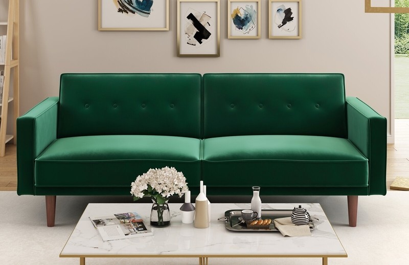 Green Velvet Click Clack Sofa