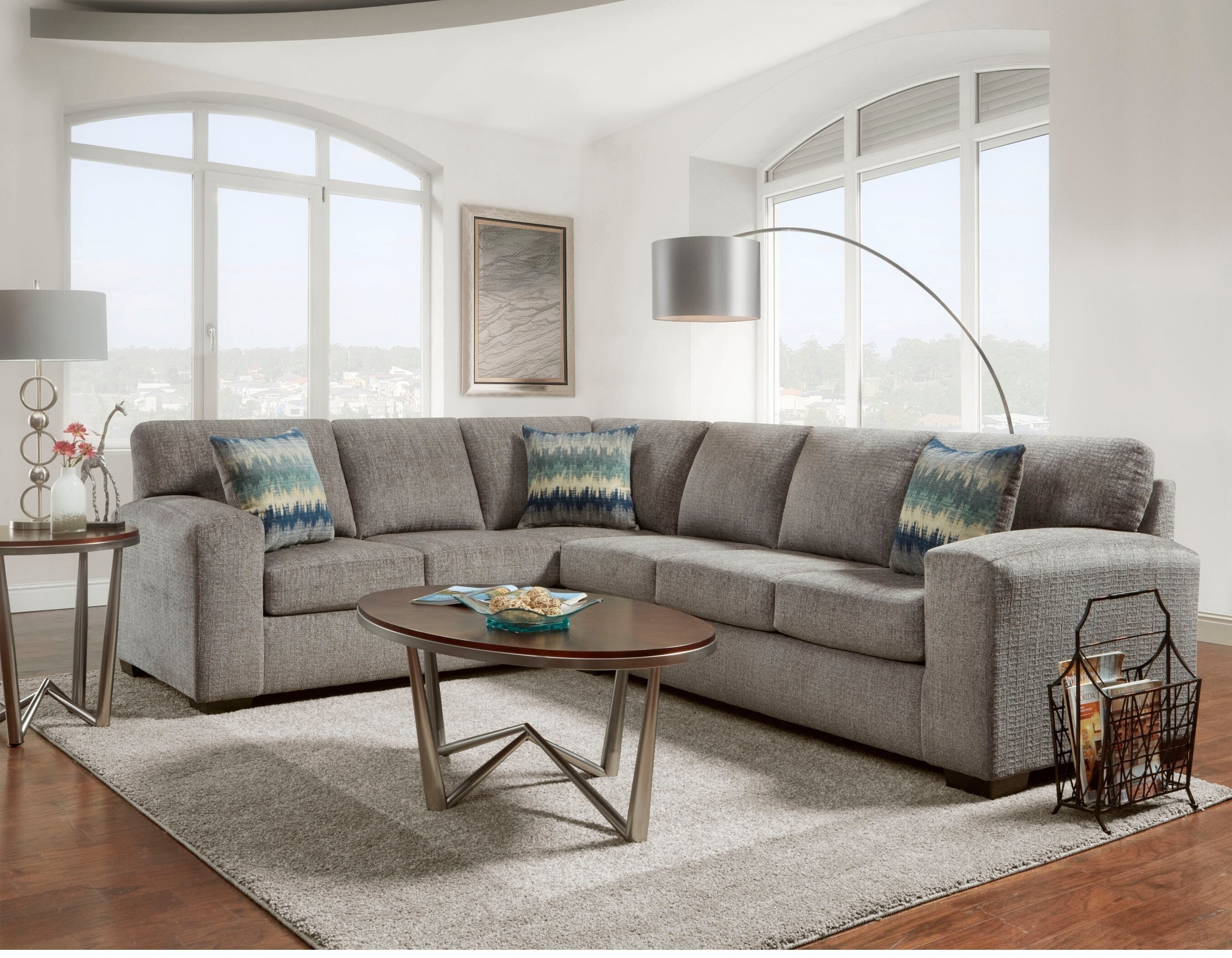 Grey Fabric Sectional Sofa