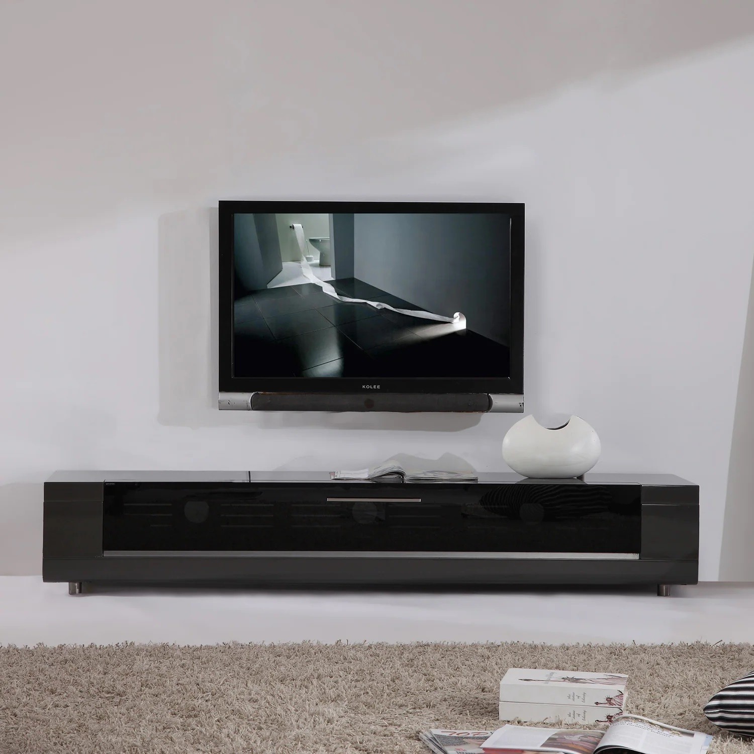 Grey Long and Low Tv Stand