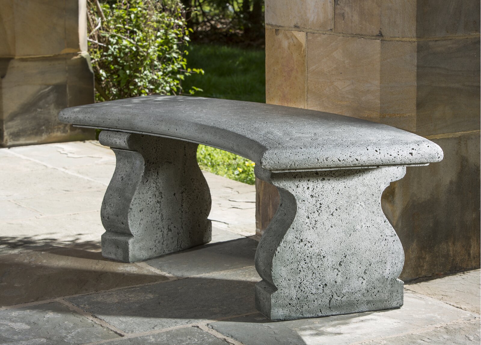 Heavy Stone Semi circular Garden Bench