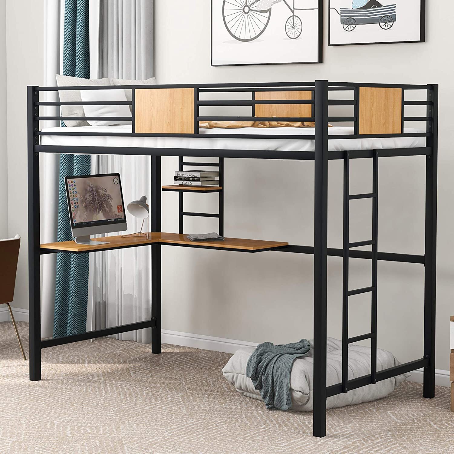 Industrial double desk bed