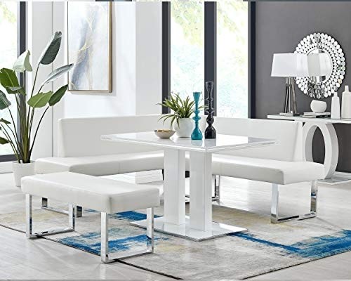 Kitchen corner bench with chrome detailing