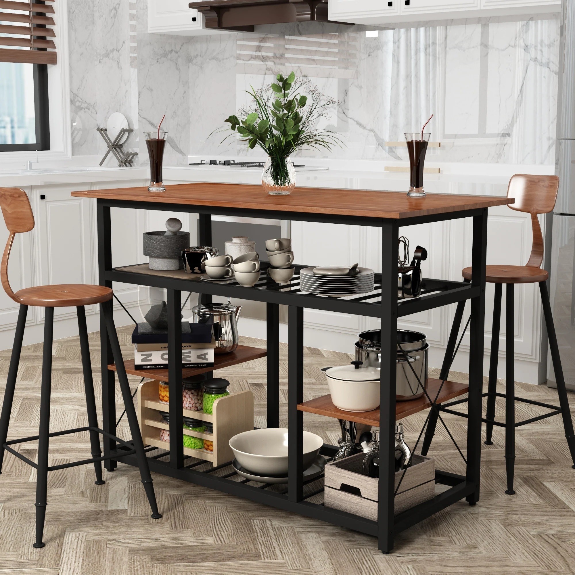 Kitchen prep table with seating 