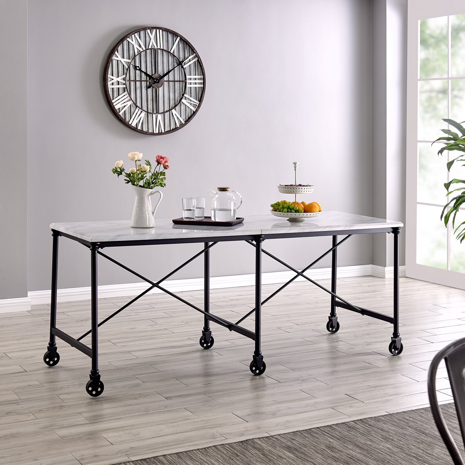 Kitchen prep table with wheels