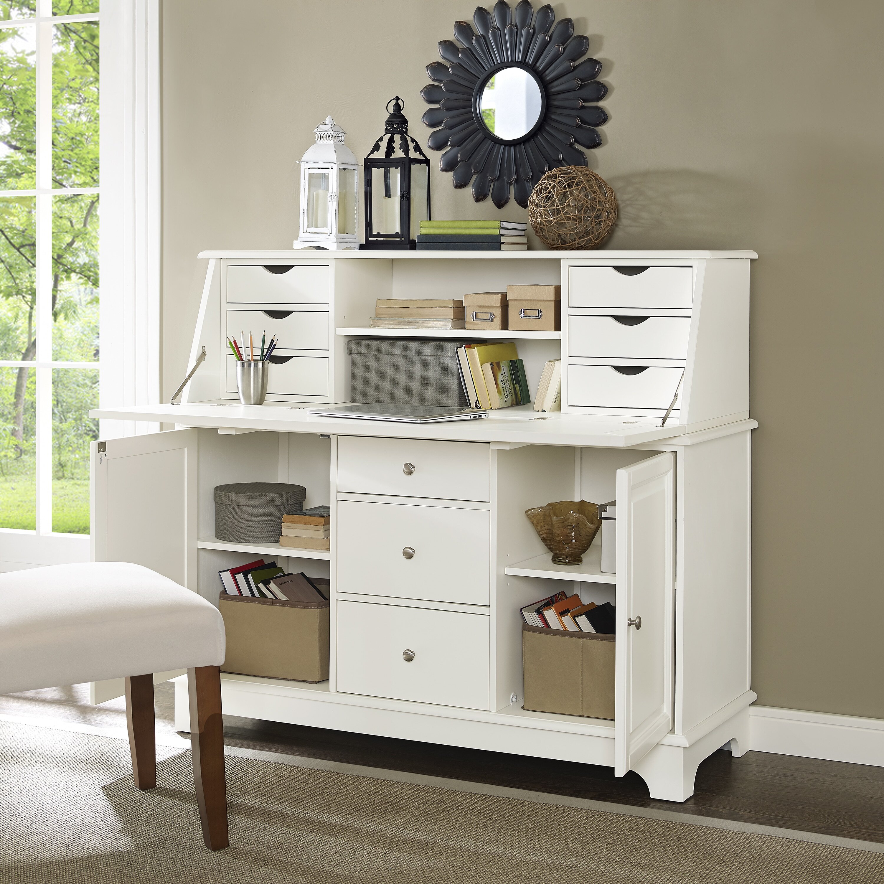 Large secretary desk with hutch & extra storage