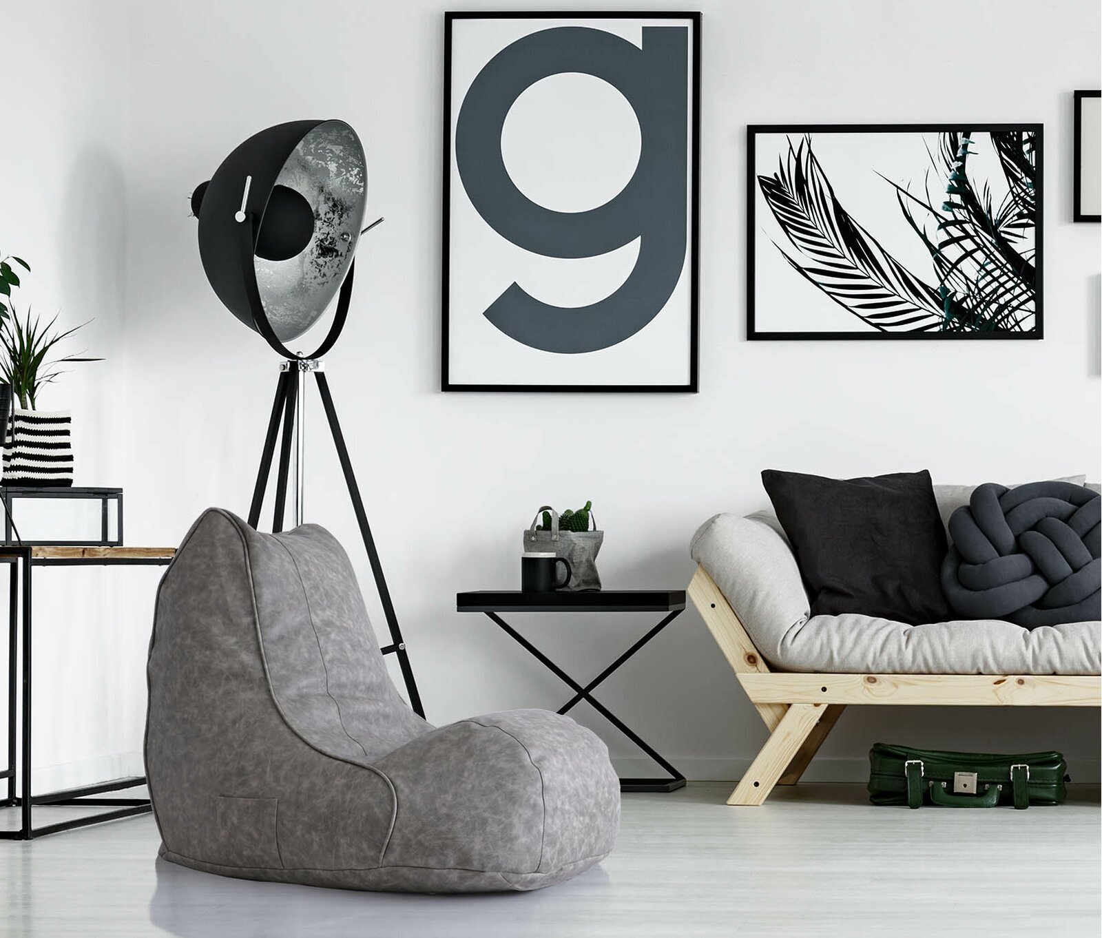Leather bean bag lounger