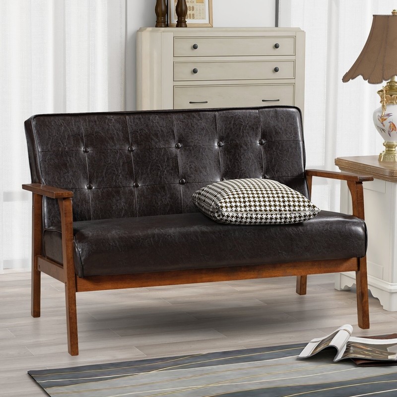 Leather cuddle couch