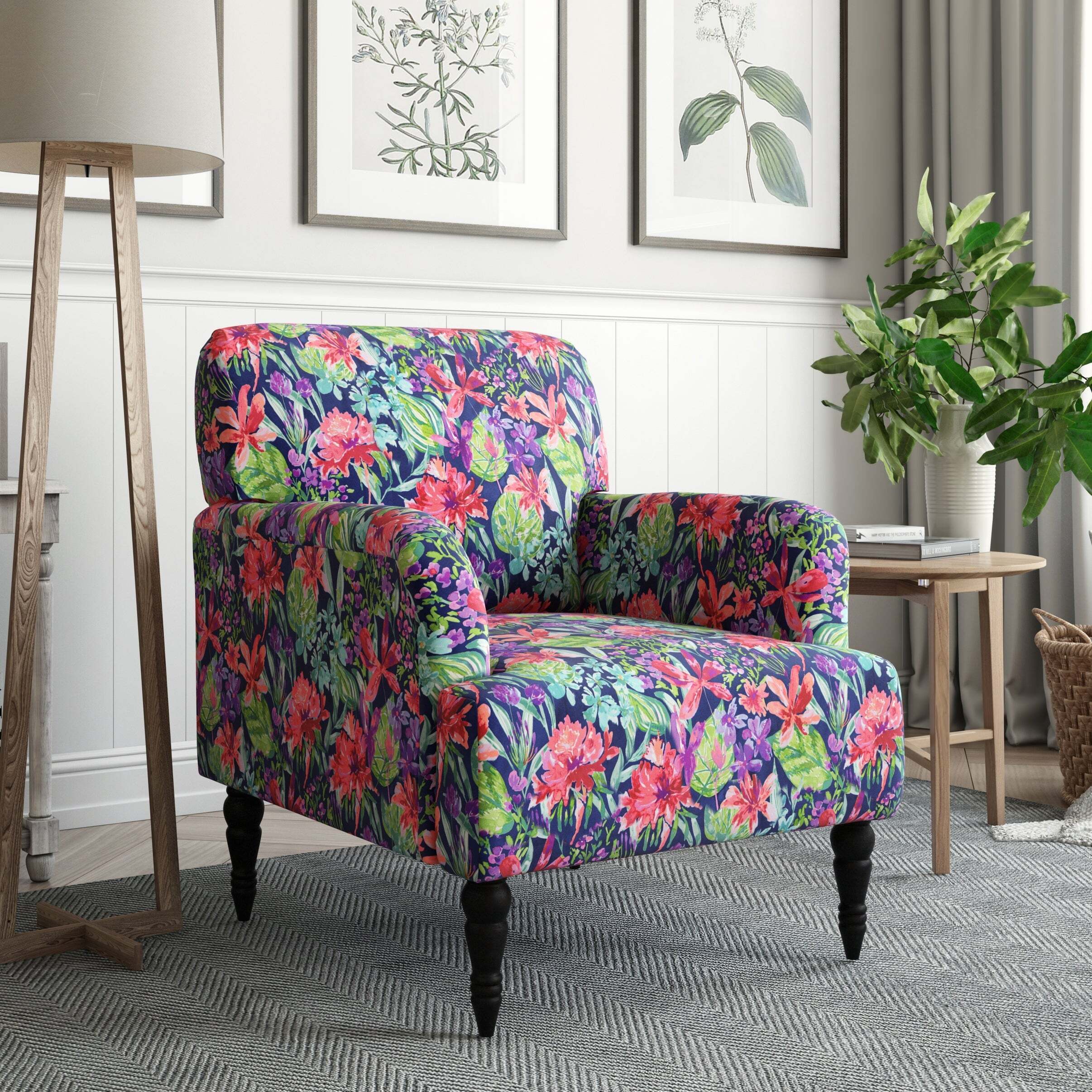 Lively Floral Accent Chair for Bedroom
