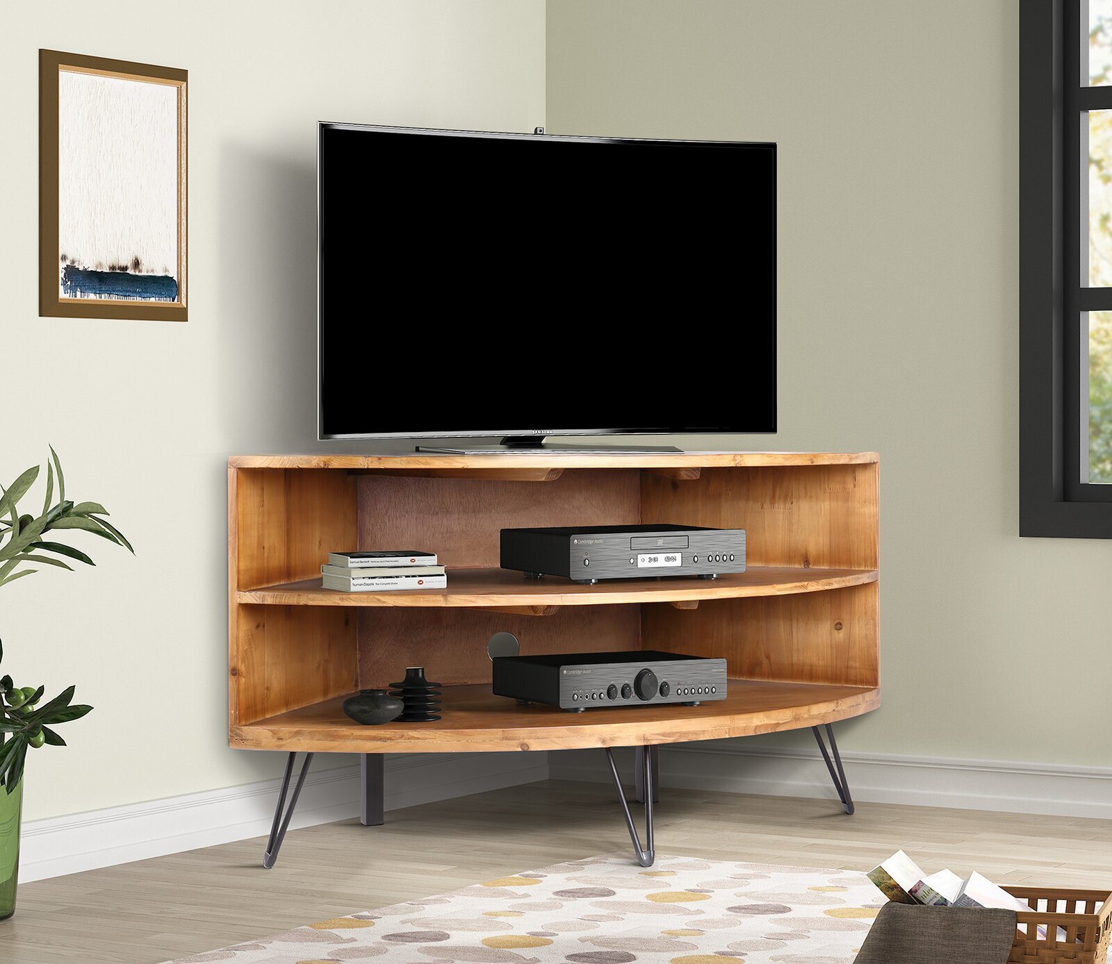 Lockheart Solid Wood Corner TV Stand for TVs up to 43”