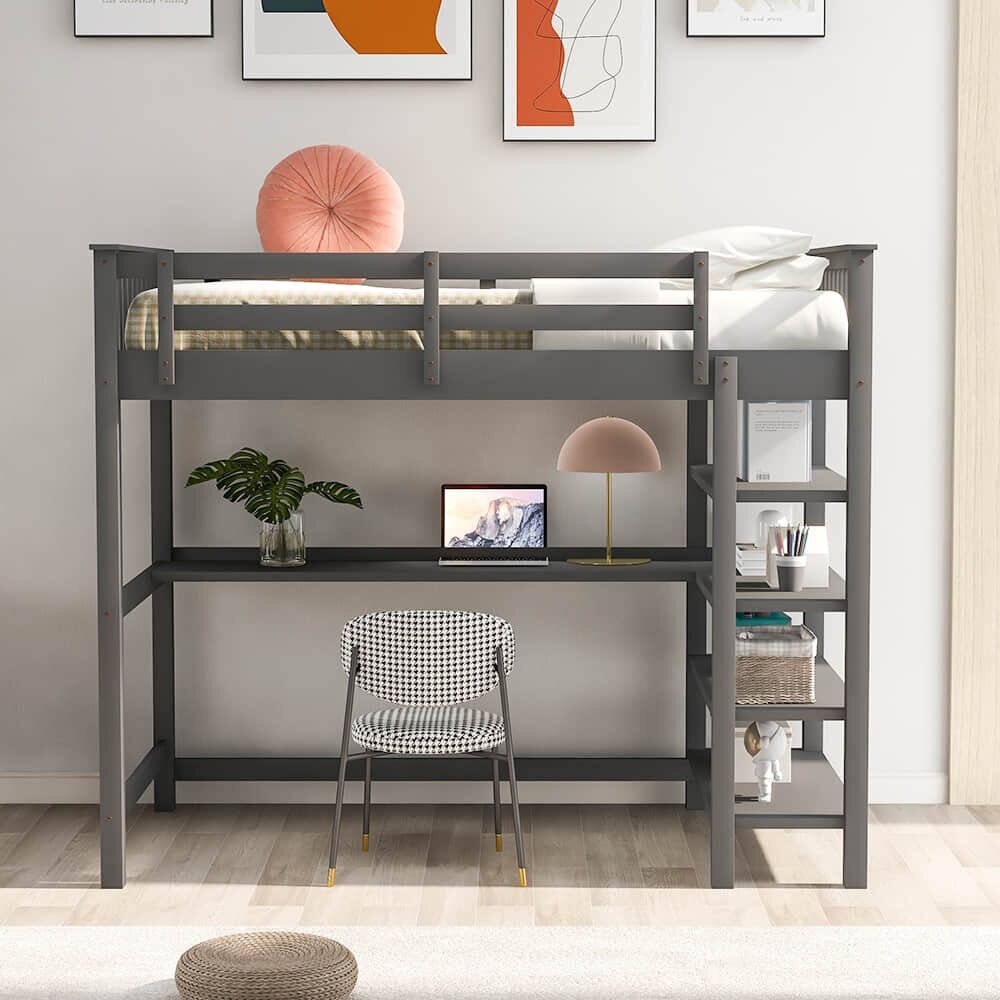 Loft double bed with desk for traditional bedrooms