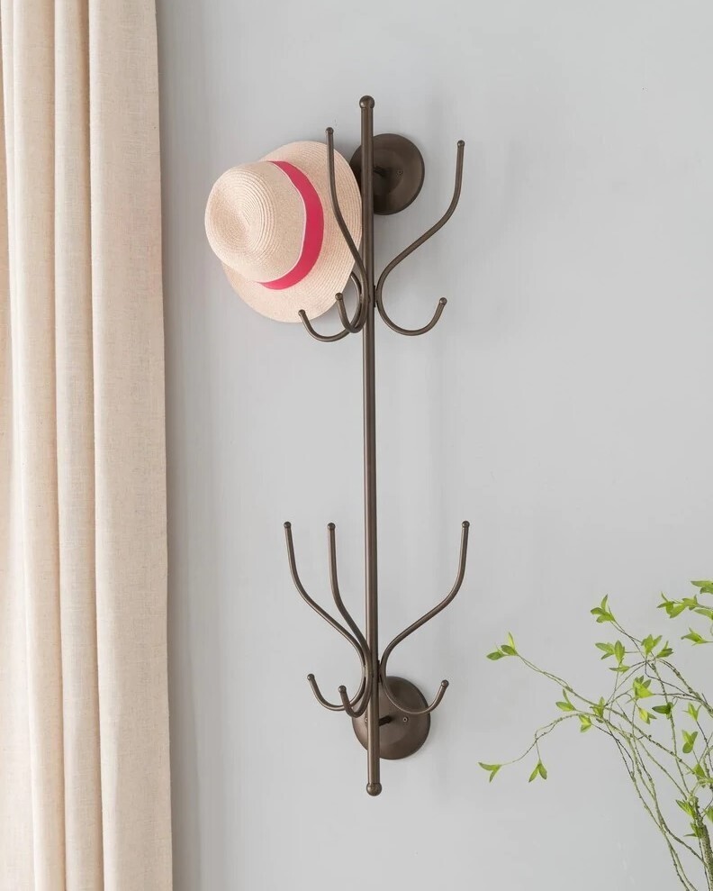 Long Vertical Metal Wall Mounted Coat Rack