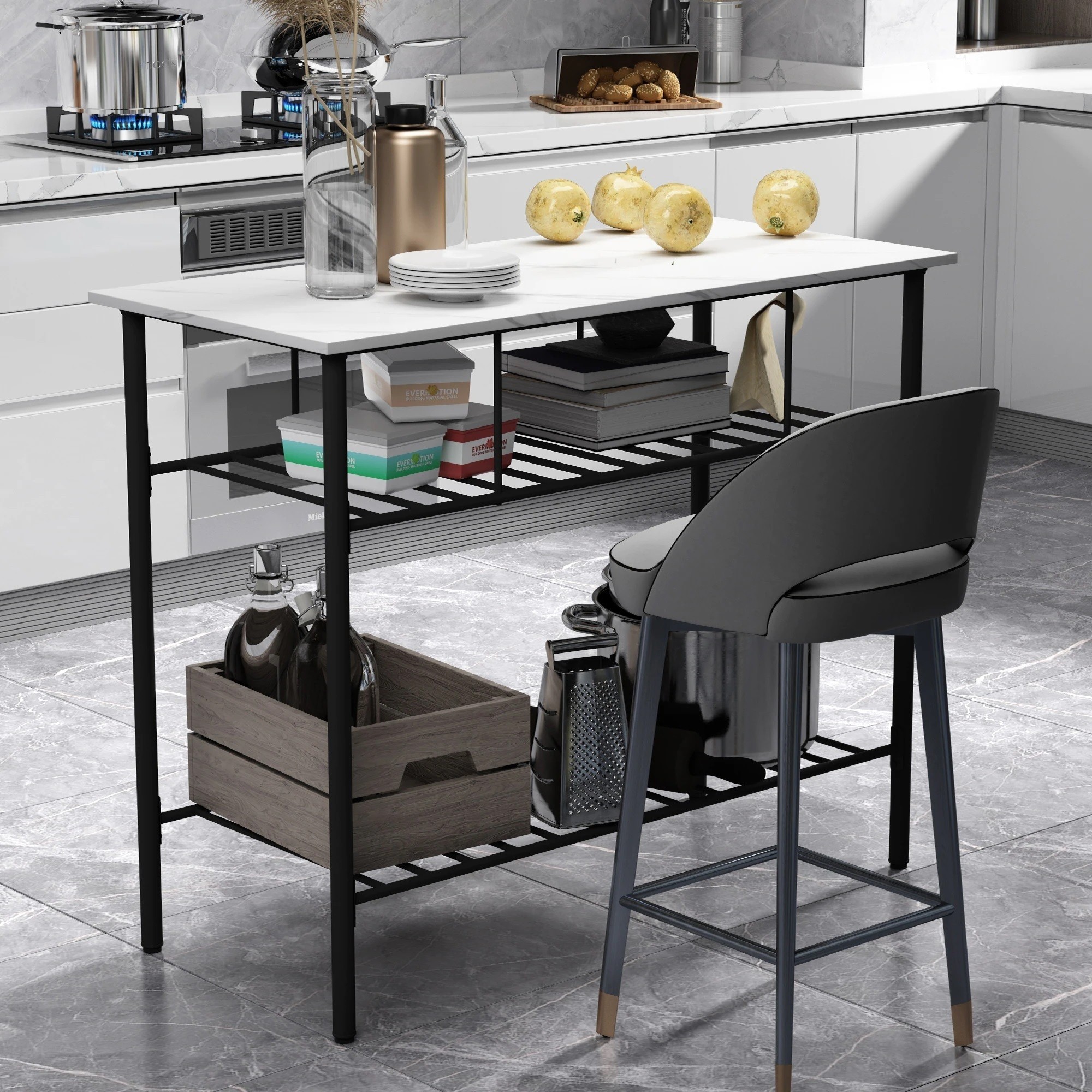 Marble kitchen prep table
